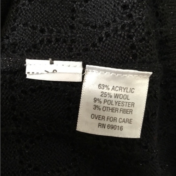 Relativity sweater Womans small black open knit with gold shimmer - Picture 2 of 12